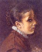 Adolph von Menzel Head of a Girl Spain oil painting artist